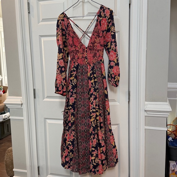 Free People A New Way Maxi Dress Navy Combo Medium - Picture 3 of 9